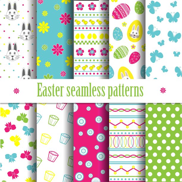 可爱的复活节无缝图案图片下载