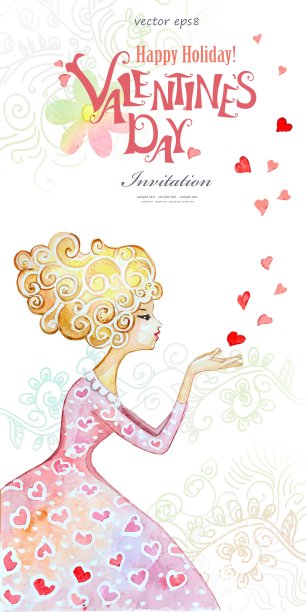 美丽的水彩贺卡与时尚图片下载