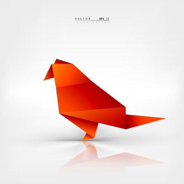 在抽象背景上的折纸鸟图片下载