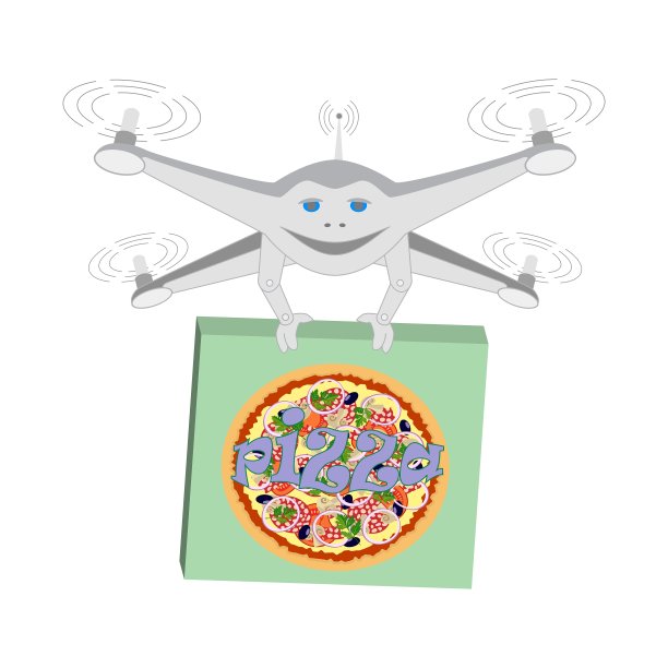 无人机空运披萨孤立图片下载