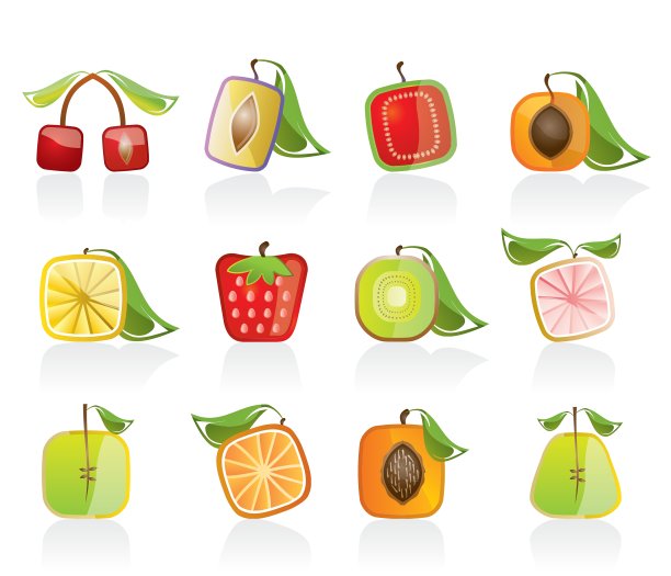 抽象方形水果图标图片下载