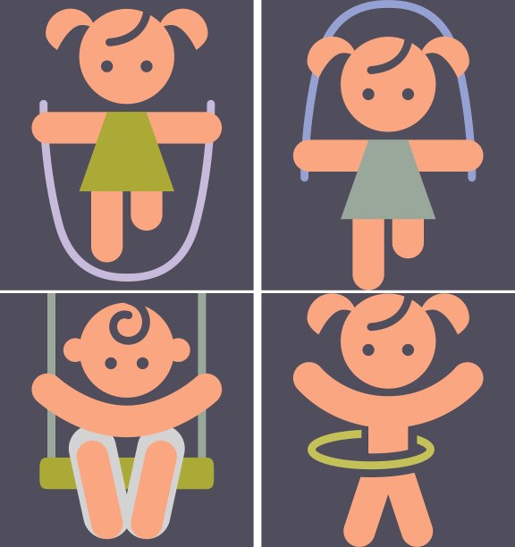 儿童活动图标集图片下载