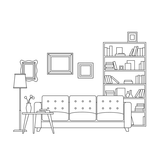 客厅内部的线条图片下载