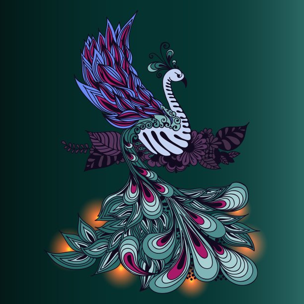 鸟凤凰的故事与灯光图片下载