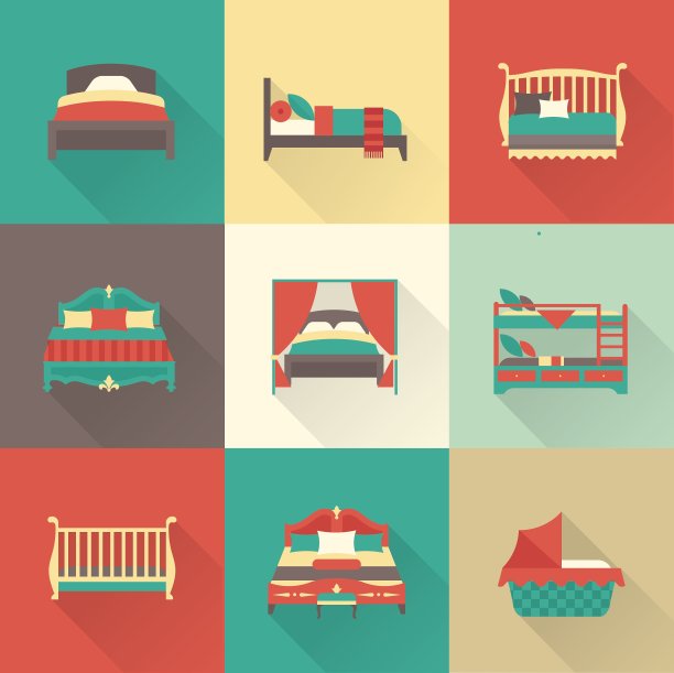 床上的图标集图片下载