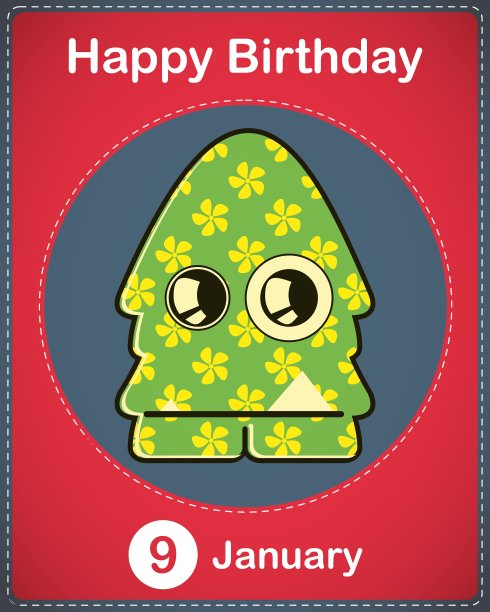 可爱怪物生日贺卡图片下载
