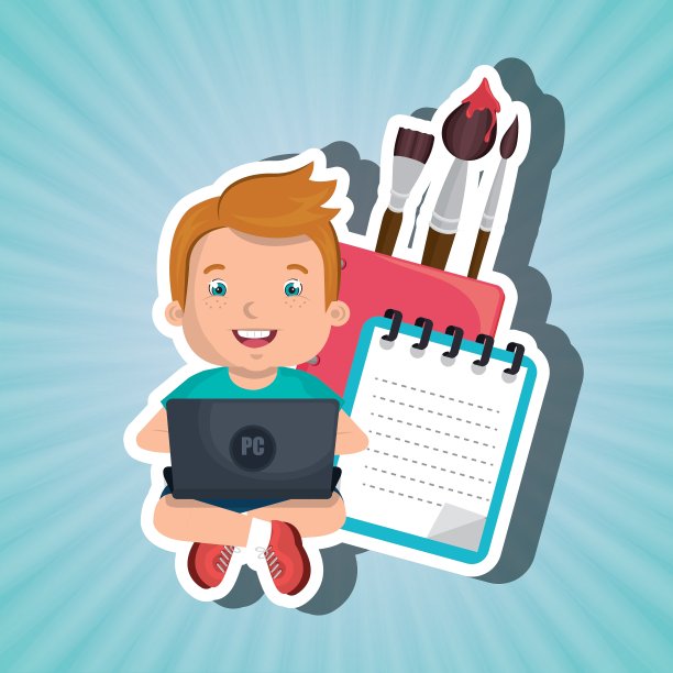 儿童在学校使用笔记本电脑设计图片下载