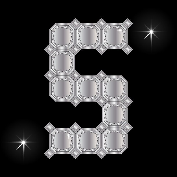 金属字母S宝石几何形状图片下载