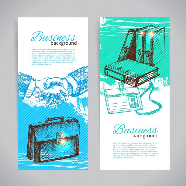 横幅一套手绘商业背景图片下载