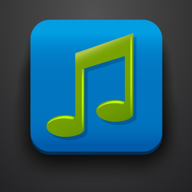 绿色音乐符号图标在蓝色图片下载