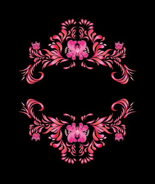 圆形框架与粉红色的花图片下载