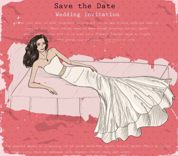 复古海报与美丽的婚纱图片下载