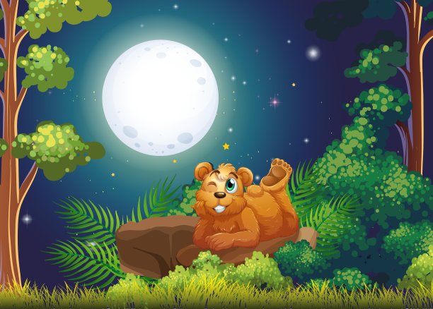 一只熊躺在岩石上图片下载