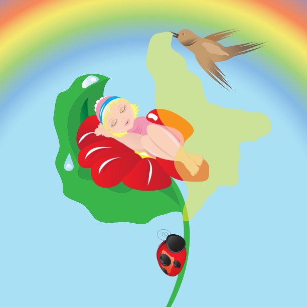 拇指姑娘睡觉图片下载