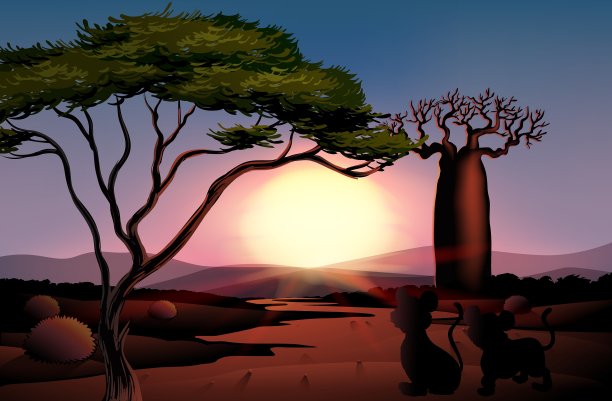 有动物的沙漠日落图片下载