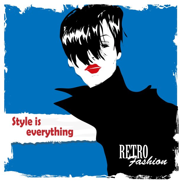 素描风格的时尚女孩图片下载