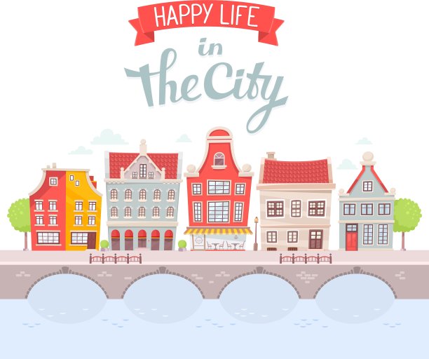 城市景观在河岸上白茫茫一片图片下载