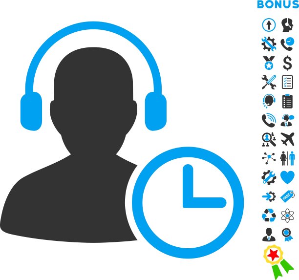 带有奖励的操作员时间平面图标图片下载