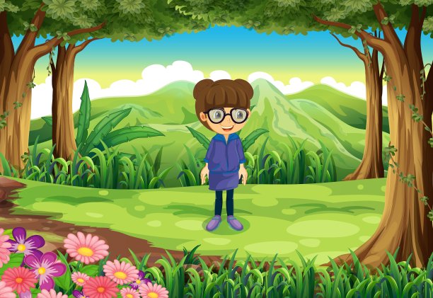 森林里的一个聪明的女孩图片下载