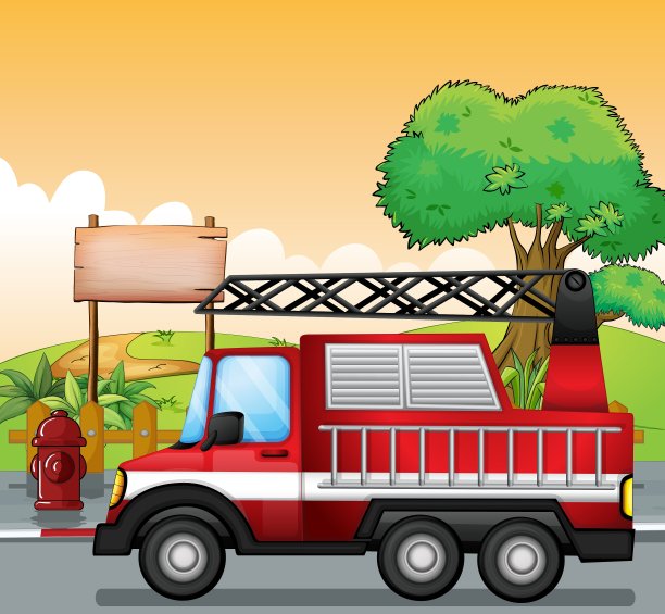 一辆红色的公共汽车和一个招牌图片下载