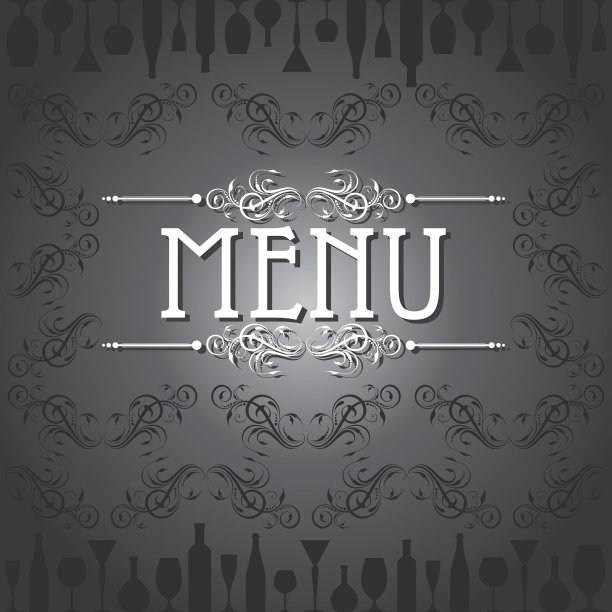 带有餐具的菜单卡模板图片下载