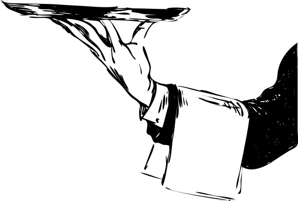 用素描把盘子递给服务员图片下载