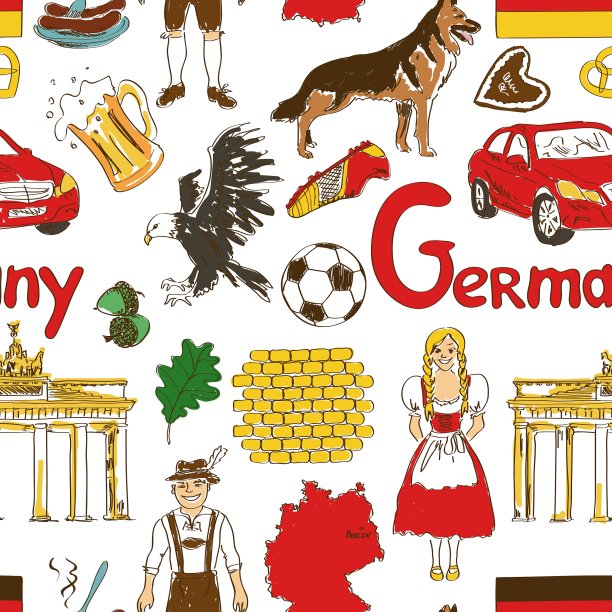 素描德国无缝图案图片下载