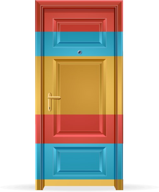 室内公寓的门隔离在白色图片下载