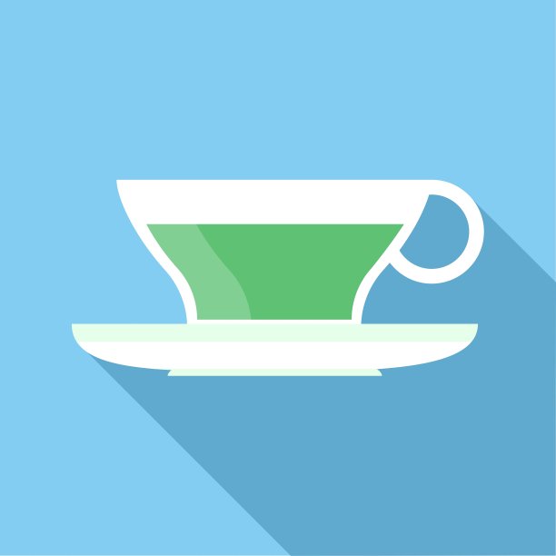 杯中的绿茶图标平坦风格图片下载