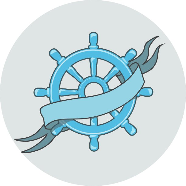 船轮旗帜与丝带隔离图片下载