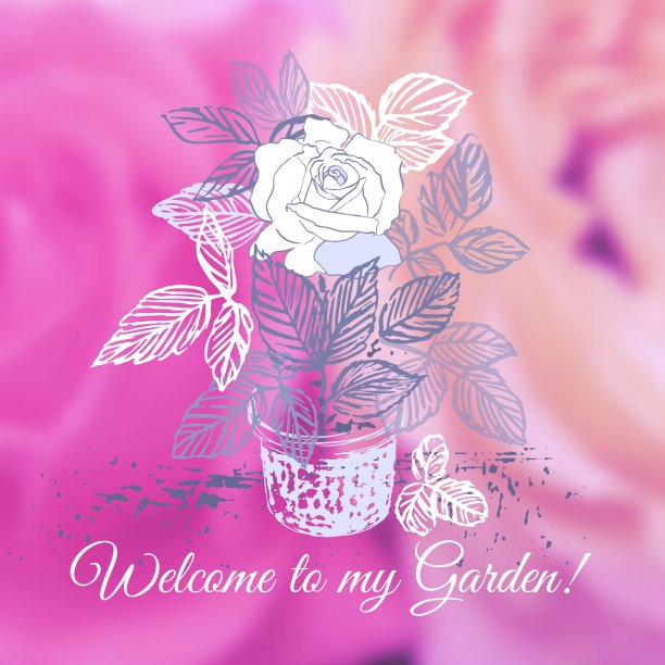 墨水手绘玫瑰卡图片下载