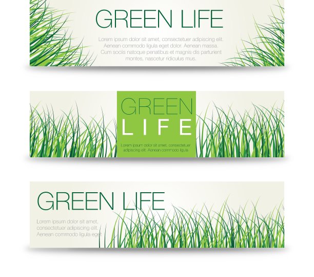 水平生态条幅抽象草地图片下载