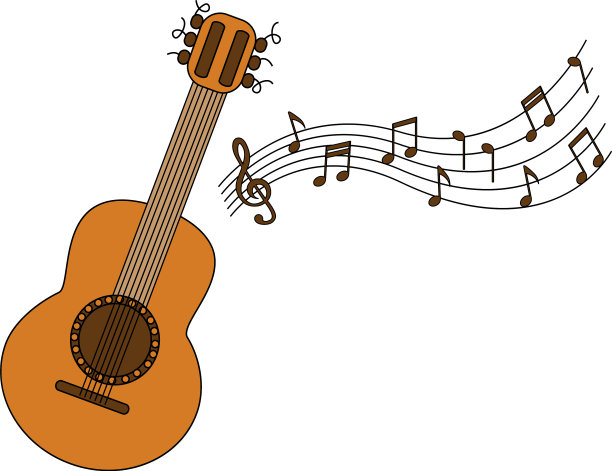 卡通原声吉他和乐谱图片下载