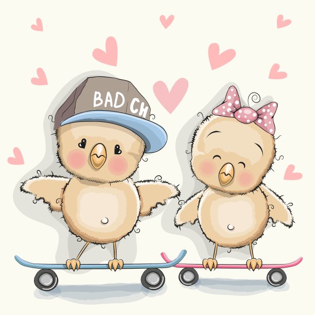 两个可爱的鸡图片下载