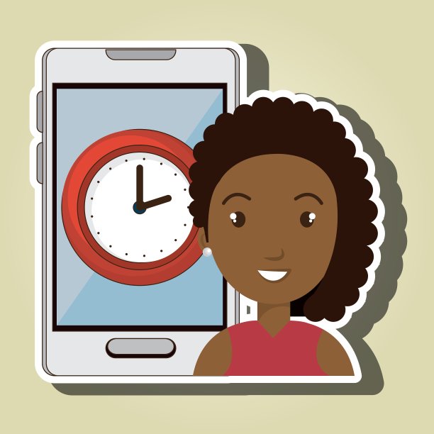 女性智能手机和手表孤立图标设计图片下载