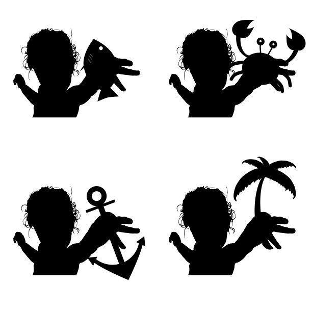 儿童设置剪影与图标图片下载