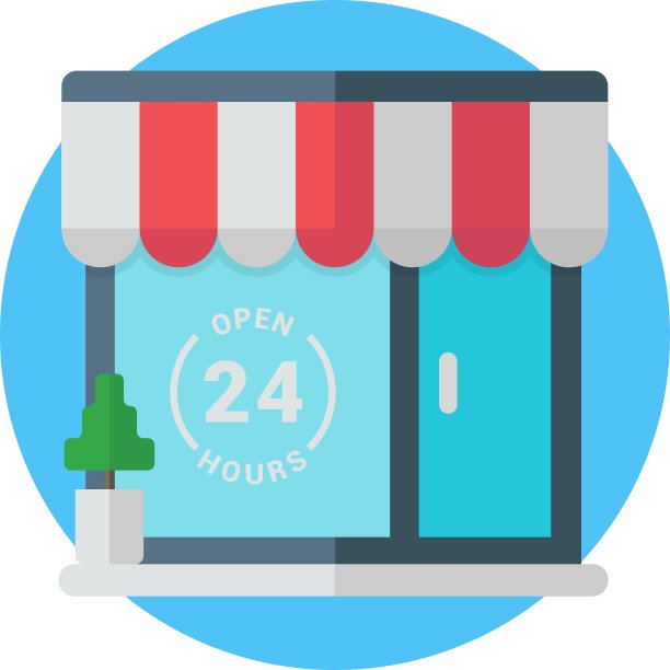 开放24小时店面现代彩色公寓图片下载