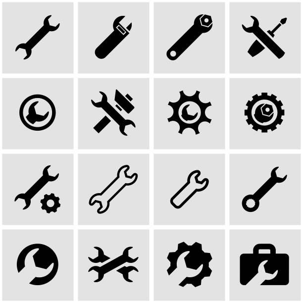黑色设置扳手图标设置图片下载