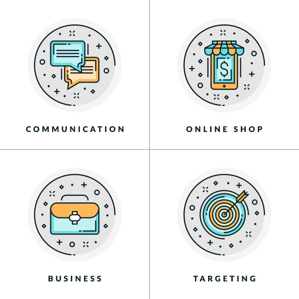 一组关于业务问题的四个图标图片下载