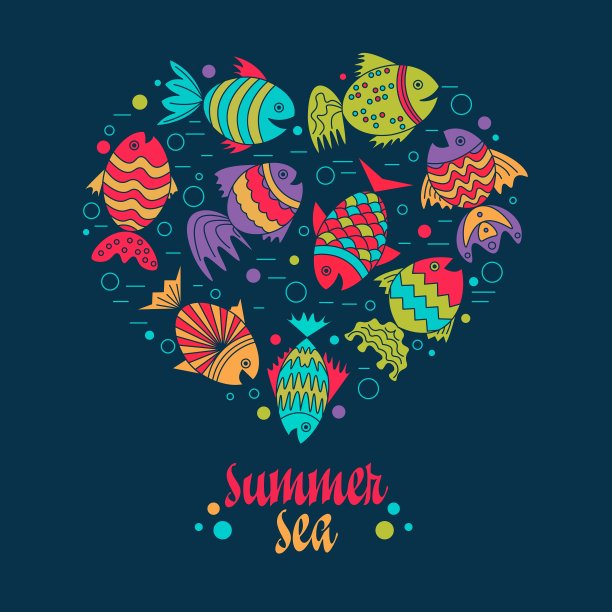 框架的文字与鱼图片下载