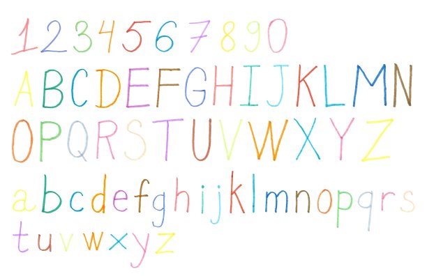 彩色手绘字母和数字图片下载