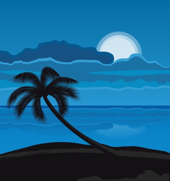 夏天晚上海滩图片下载