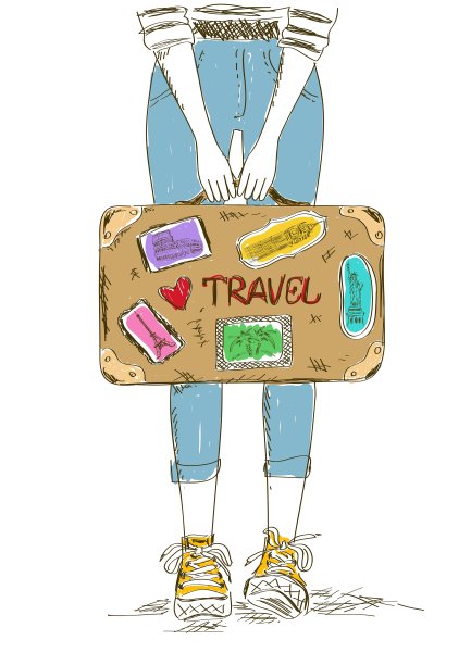 拿着旅行箱的女孩图片下载