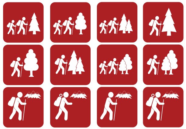 集徒步标志孤立标志符号图片下载