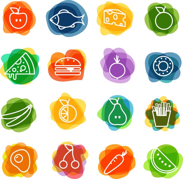 不同的食物剪影图标收集图片下载