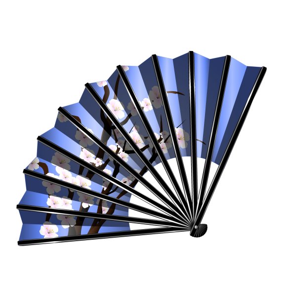蓝色扇子和花朵图片下载