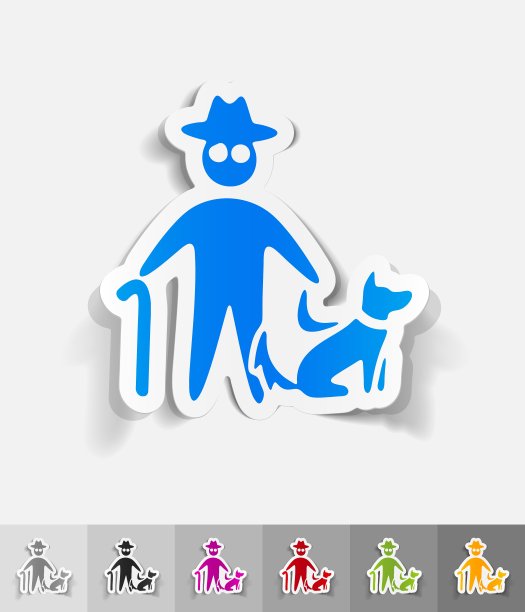 现实的设计元素老人和狗图片下载