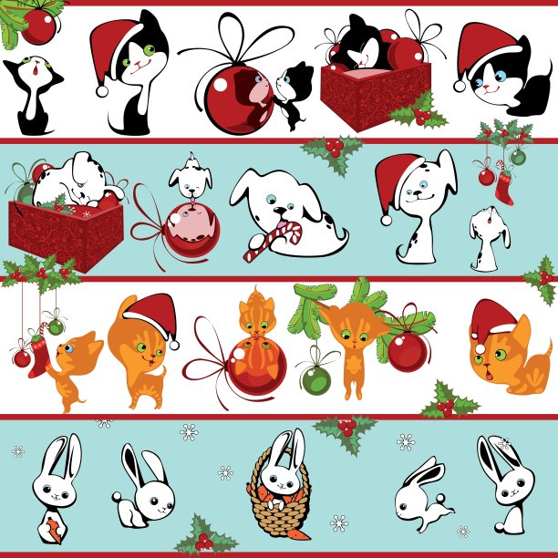 圣诞动物收藏图片下载