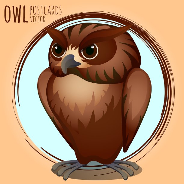 严格的棕色猫头鹰卡通系列图片下载
