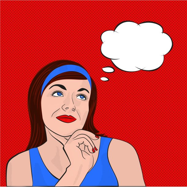 黑发女孩梦想着流行艺术图片下载